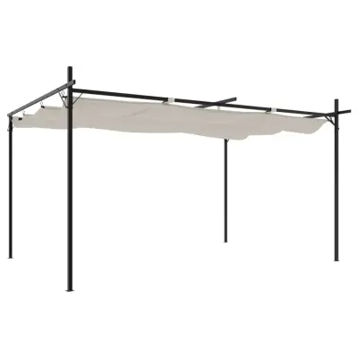 vidaXL Pergola s pomično streho krem 395x292x230 cm