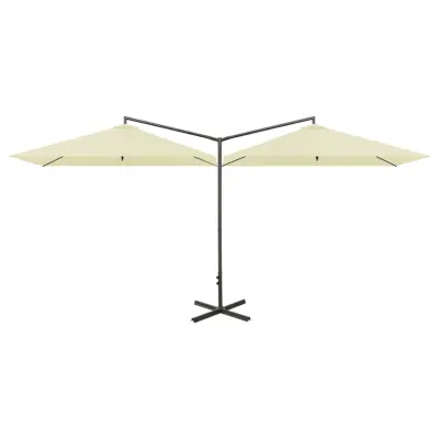 vidaXL Dvojni senčnik z jeklenim drogom peščen 600x300 cm