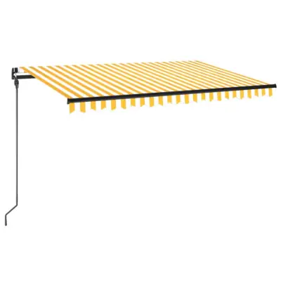 vidaXL Ročno zložljiva tenda 450x300 cm rumena in bela