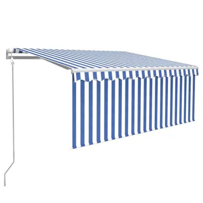 vidaXL Avtomatsko zložljiva tenda s senčilom 3,5x2,5 m modra in bela