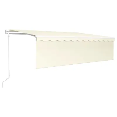 vidaXL Avtomatska tenda s senčilom LED + senzor 5x3 m krem