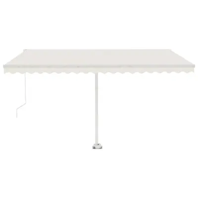 vidaXL Ročno zložljiva tenda z LED lučmi 450x300 cm krem