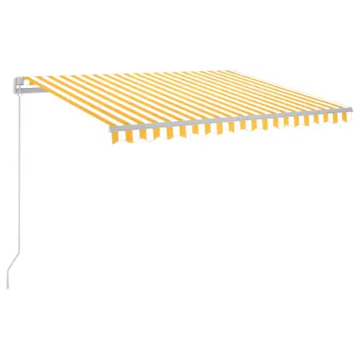 vidaXL Ročno zložljiva tenda z LED lučmi 300x250 cm rumena in bela