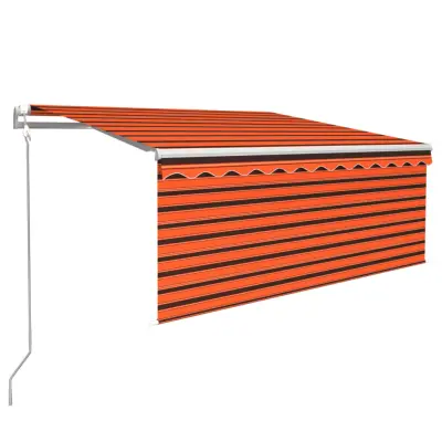 vidaXL Avtomatsko zložljiva tenda s senčilom 3,5x2,5m oranžna in rjava