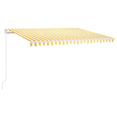 vidaXL Ročno zložljiva tenda z LED lučmi 400x300 cm rumena in bela