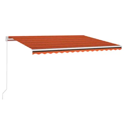vidaXL Ročno zložljiva tenda z LED lučmi 450x300 cm oranžna in rjava