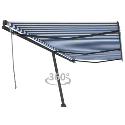 vidaXL Prostostoječa ročno zložljiva tenda 600x300 cm modra/bela