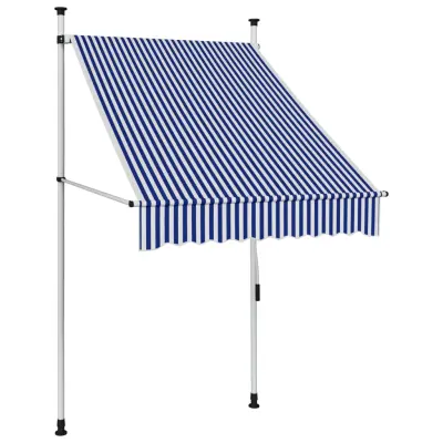 vidaXL Ročno zložljiva tenda 100 cm modre in bele črte