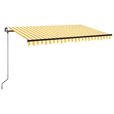 vidaXL Ročno zložljiva tenda z LED lučmi 450x350 cm rumena in bela