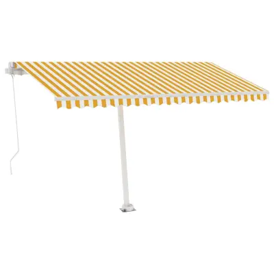 vidaXL Ročno zložljiva tenda z LED lučmi 400x300 cm rumena in bela