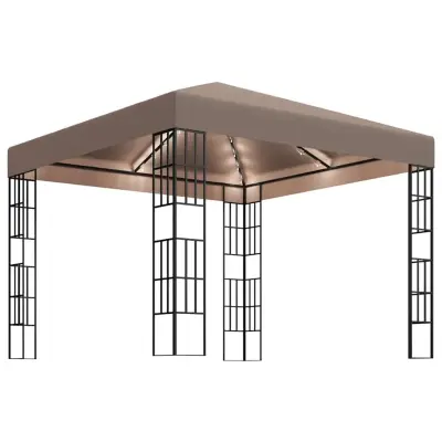 vidaXL Paviljon z LED lučkami 3x3 m taupe