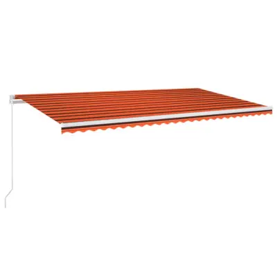 vidaXL Ročno zložljiva tenda z LED lučmi 600x300 cm oranžna in rjava