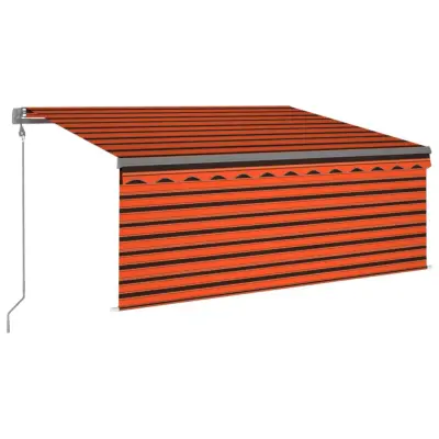 vidaXL Avtomatsko zložljiva tenda s senčilom 3x2,5 m oranžna in rjava