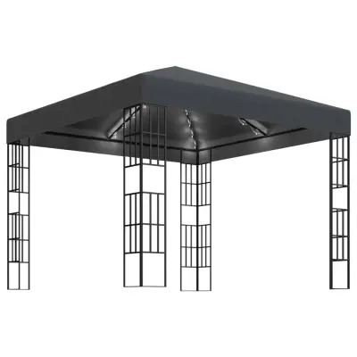 vidaXL Paviljon z LED lučkami 3x3 m antraciten