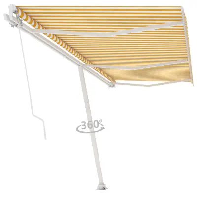 vidaXL Prostostoječa ročno zložljiva tenda 600x300 cm rumena/bela