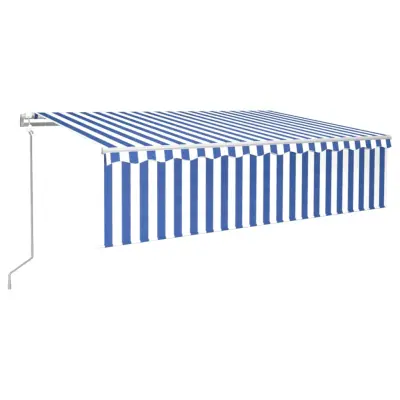 vidaXL Avtomatska tenda s senčilom LED + senzor 6x3 m modra in bela