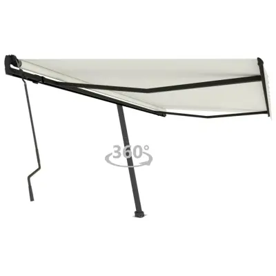 vidaXL Prostostoječa ročno zložljiva tenda 450x300 cm krem