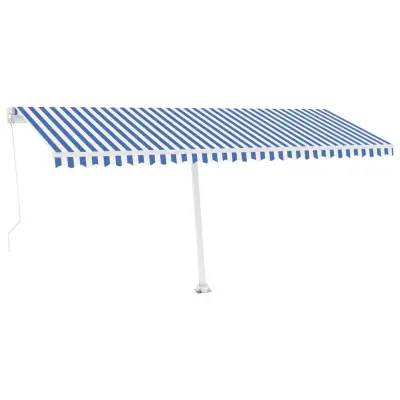 vidaXL Ročno zložljiva tenda z LED lučmi 500x300 cm modra in bela