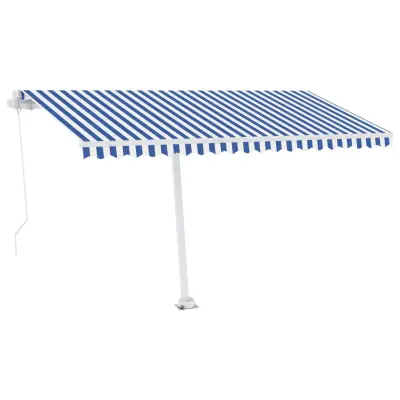 vidaXL Ročno zložljiva tenda z LED lučmi 400x300 cm modra in bela