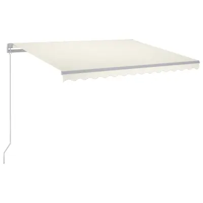 vidaXL Ročno zložljiva tenda z LED lučmi 300x250 cm krem