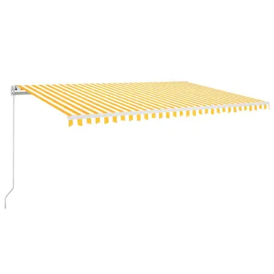 vidaXL Ročno zložljiva tenda z LED lučmi 500x350 cm rumena in bela