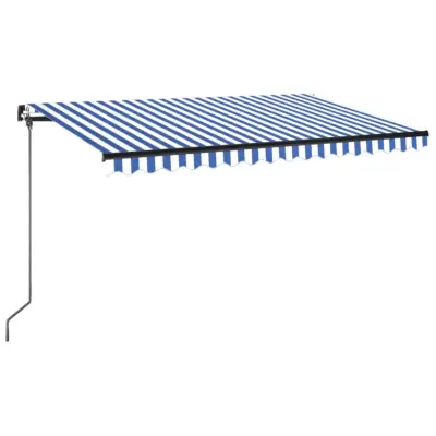 vidaXL Ročno zložljiva tenda z LED lučmi 450x350 cm modra in bela