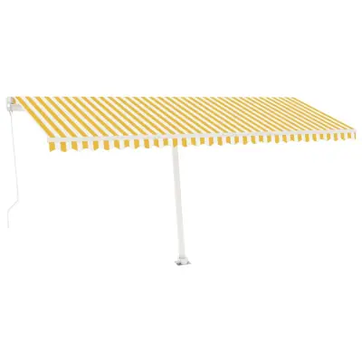 vidaXL Ročno zložljiva tenda z LED lučkami 500x300 cm rumena in bela