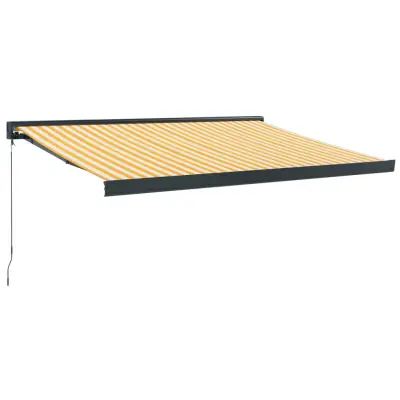 vidaXL Zložljiva tenda rumena in bela 3,5x2,5 m blago in aluminij