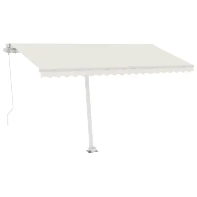 vidaXL Ročno zložljiva tenda z LED lučmi 400x300 cm krem