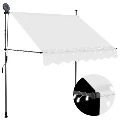 vidaXL Ročno zložljiva tenda z LED lučkami 100 cm krem