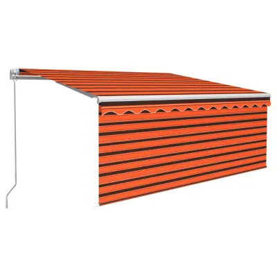 vidaXL Ročno zložljiva tenda s senčilom LED 3,5x2,5 m oranžna in rjava