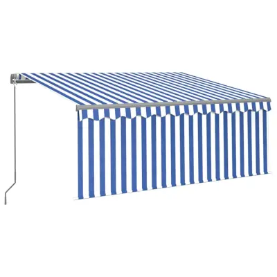 vidaXL Ročno zložljiva tenda s senčilom LED 3,5x2,5 m modra in bela