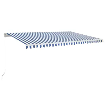 vidaXL Ročno zložljiva tenda z LED lučmi 500x350 cm modra in bela