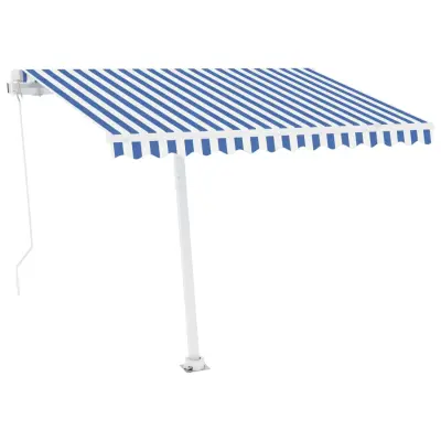 vidaXL Ročno zložljiva tenda z LED lučmi 300x250 cm modra in bela