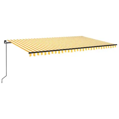 vidaXL Ročno zložljiva tenda z LED lučmi 500x300 cm rumena in bela