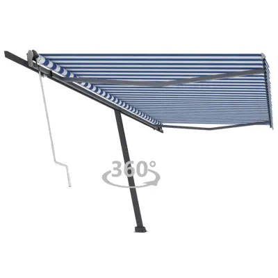 vidaXL Prostostoječa avtomatska tenda 500x300 cm modra/bela