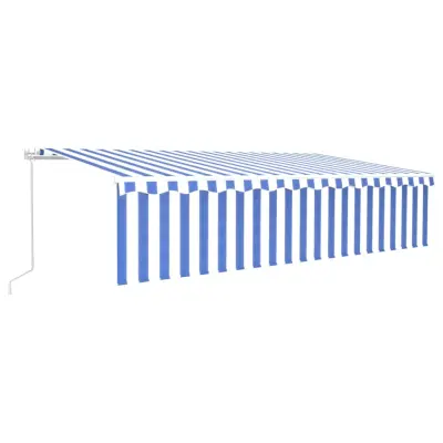 vidaXL Ročno zložljiva tenda s senčilom LED 6x3 m modra in bela