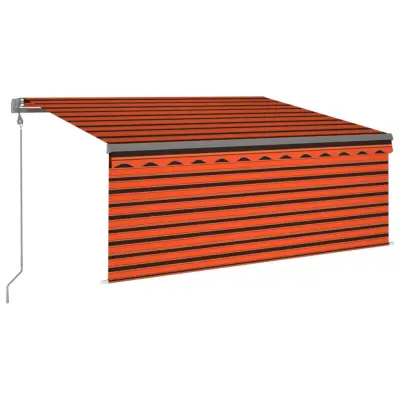 vidaXL Avtomatsko zložljiva tenda s senčilom 3,5x2,5m oranžna in rjava