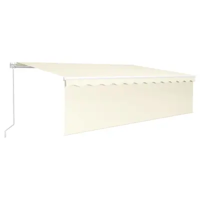 vidaXL Ročno zložljiva tenda s senčilom LED 5x3 m krem