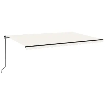 vidaXL Ročno zložljiva tenda z LED lučmi 500x300 cm krem