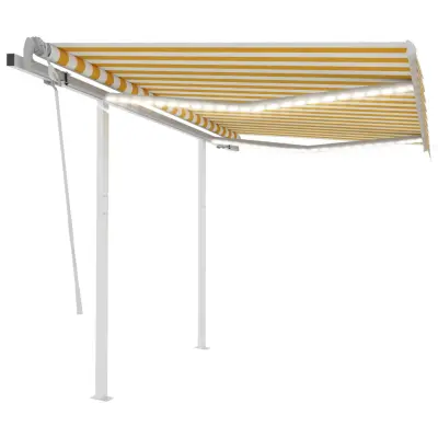 vidaXL Ročno zložljiva tenda z LED lučmi 3x2,5 m rumena in bela
