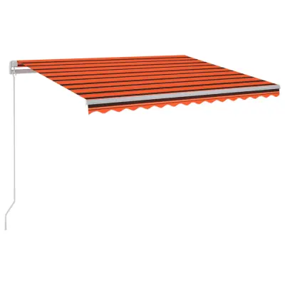 vidaXL Ročno zložljiva tenda z LED lučmi 300x250 cm oranžna in rjava