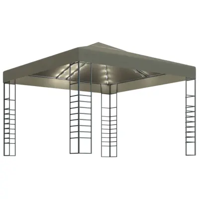 vidaXL Vrtni šotor z LED lučkami 3x3 m taupe
