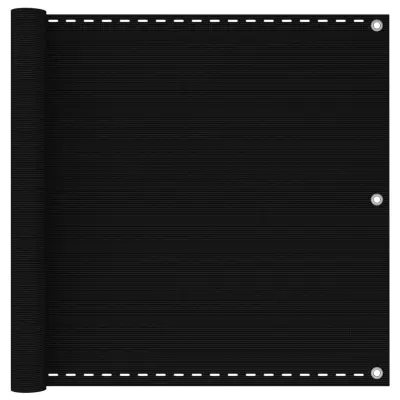 vidaXL Balkonsko platno črno 90x600 cm HDPE