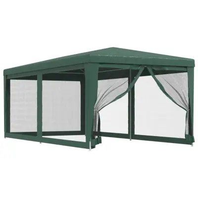vidaXL Vrtni šotor s 6 mrežastimi stranicami zelen 3x6 m HDPE