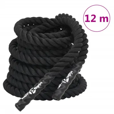 vidaXL Bojna vrv črna 12 m 9 kg poliester