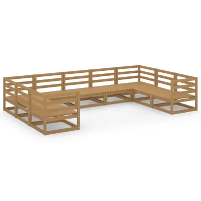 vidaXL Vrtna sedežna garnitura 9-delna trdna borovina