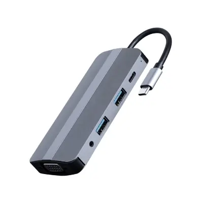 USB Multiport Adapter Type-C 8 v 1 srebro