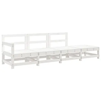 vidaXL Vrtna sedežna garnitura 4-delna bela trdna borovina