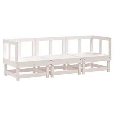 vidaXL Vrtna sedežna garnitura 3-delna bela trdna borovina